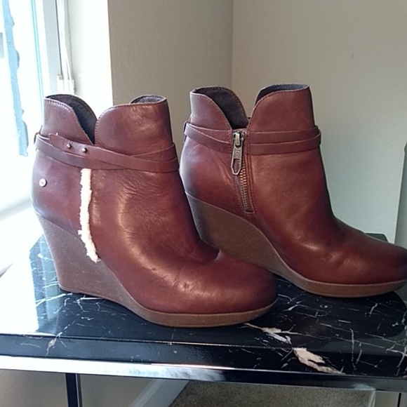 ugg leather wedge boots